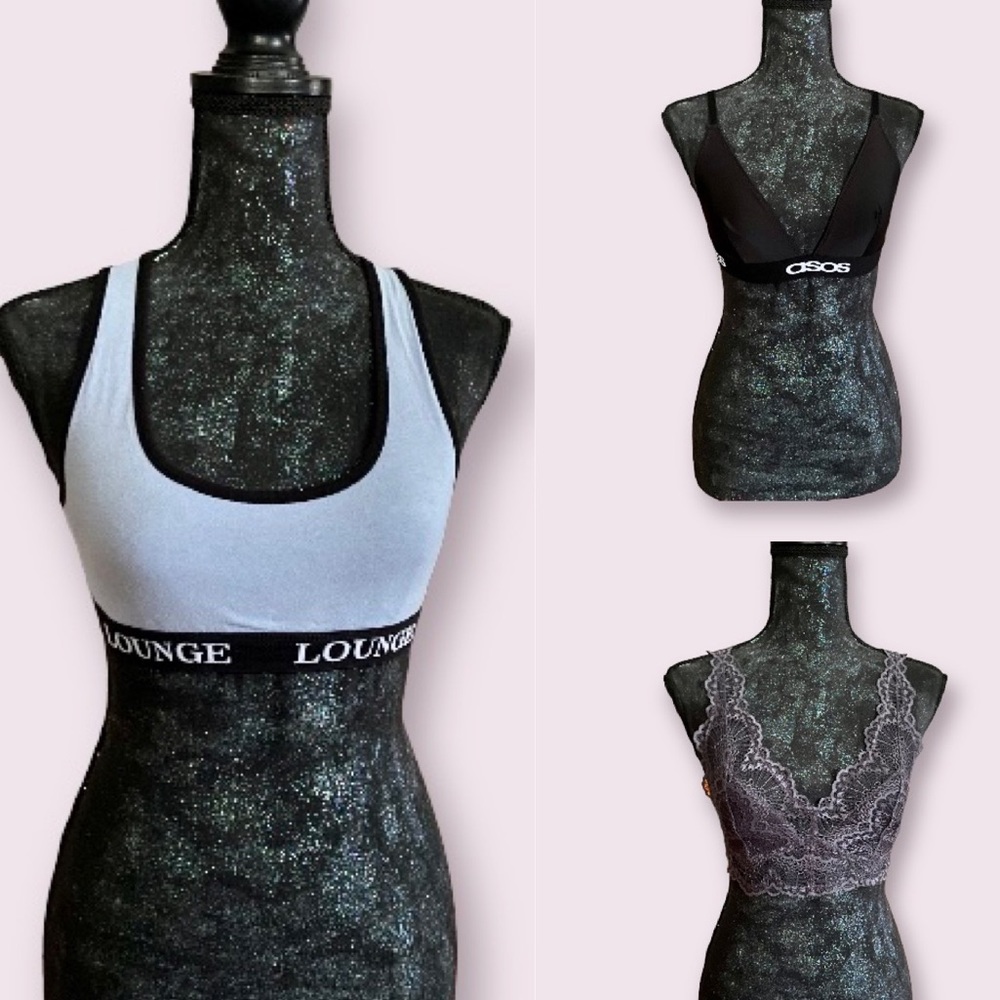 Sports Bra Bundle - 3 Bras in Light Blue, Black and Gray